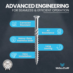 Terrace decking screw - specification chart