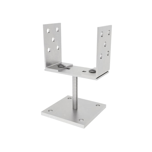 Soporte de Poste en U de Ancho Ajustable con Placa 100x100mm Galvanizado Electrolítico
