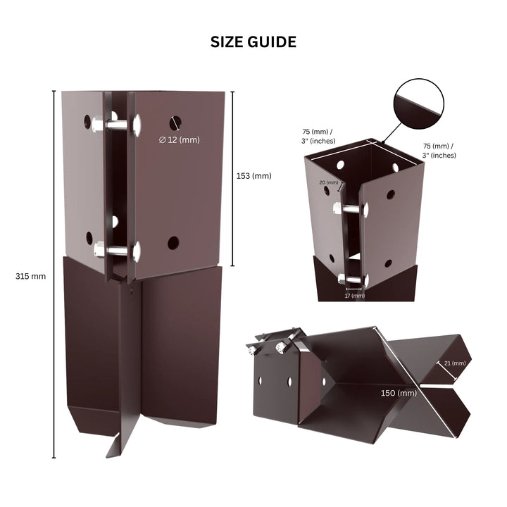 Concrete in Post Support Metpost with labeled dimensions.
