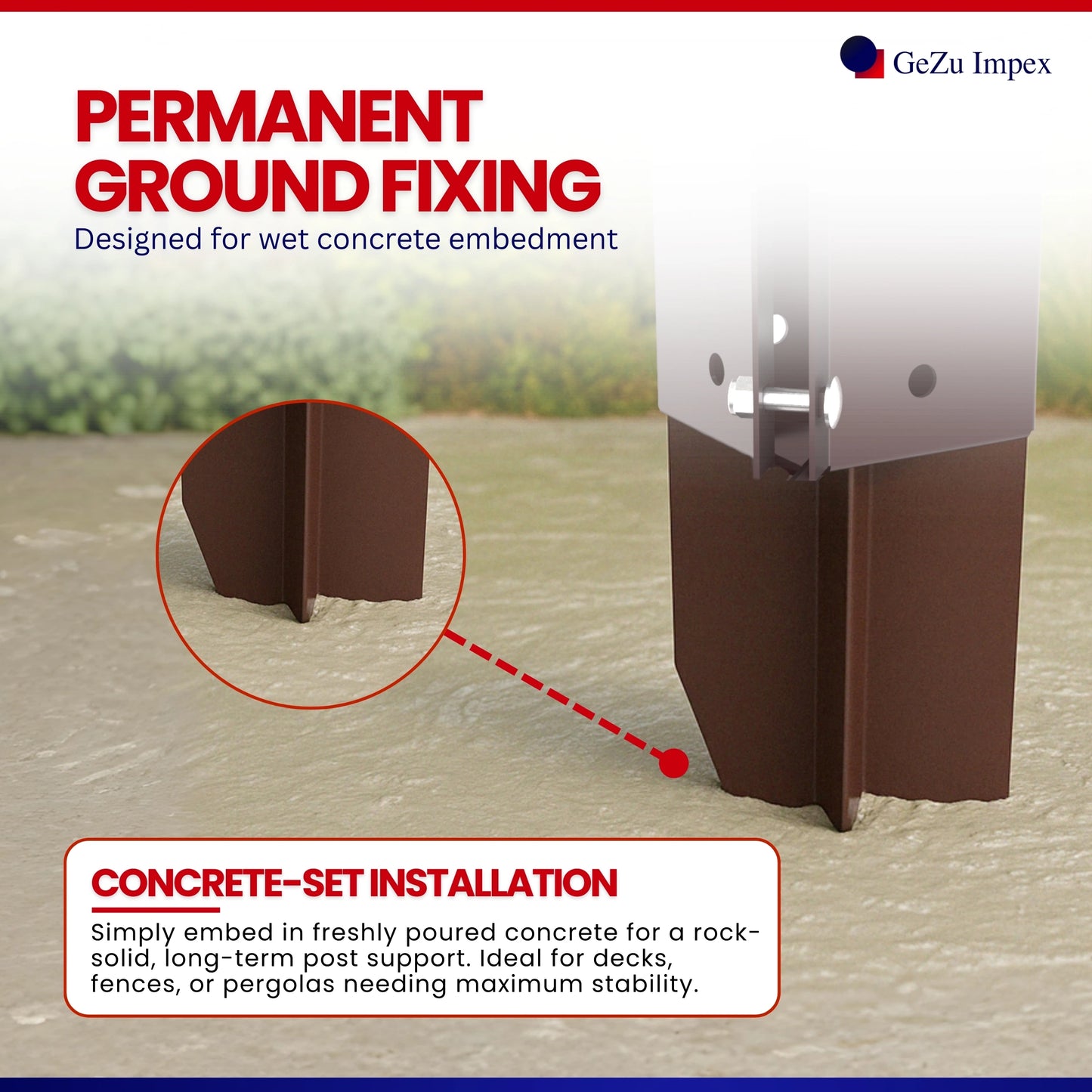 Swift Clamp Concrete In Post Support 75x75mm Powder Coated
