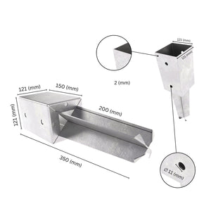 Concrete in post spike anchor with labeled size and dimensions.