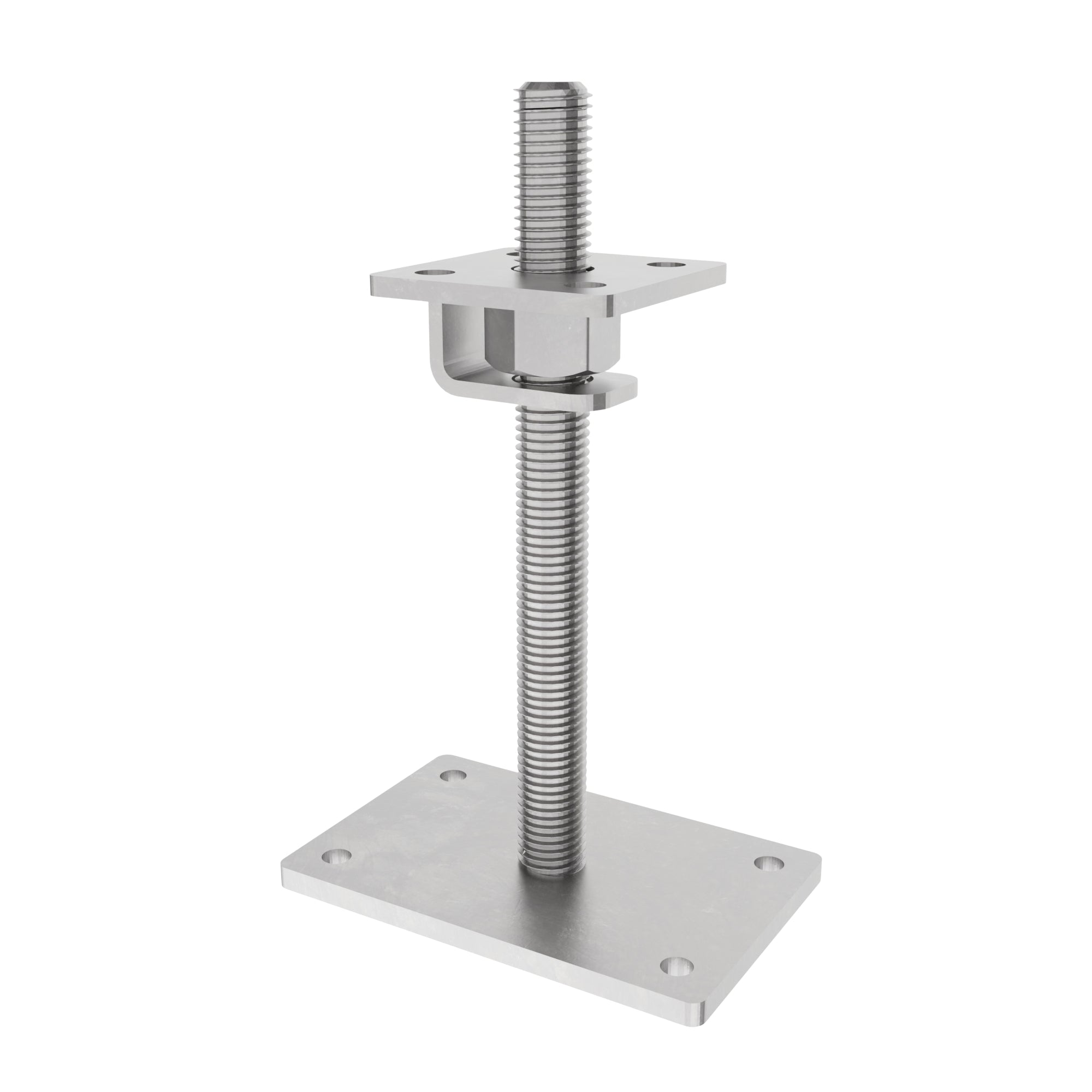 Bolt down height adjustable post support with hook
