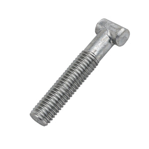 Galvanised steel scaffold T-bolt with threaded shank on a white background