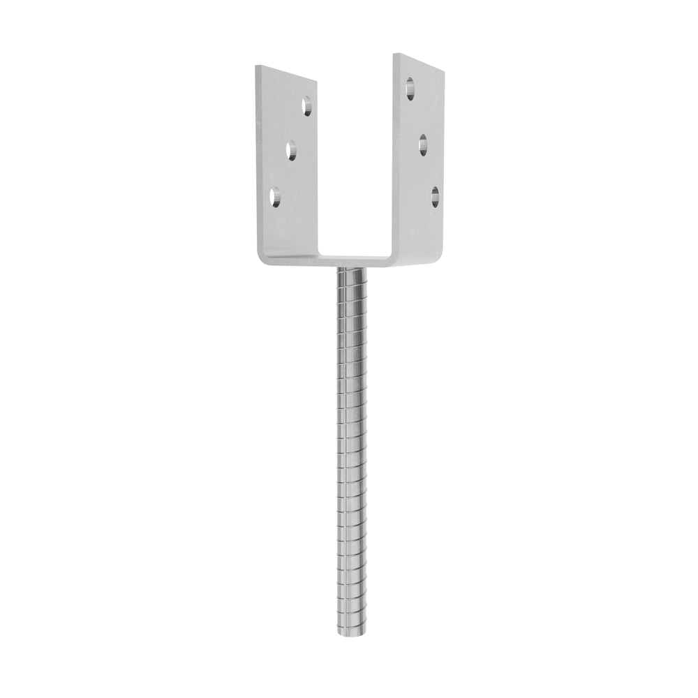 U post support with rod for embedding in concrete