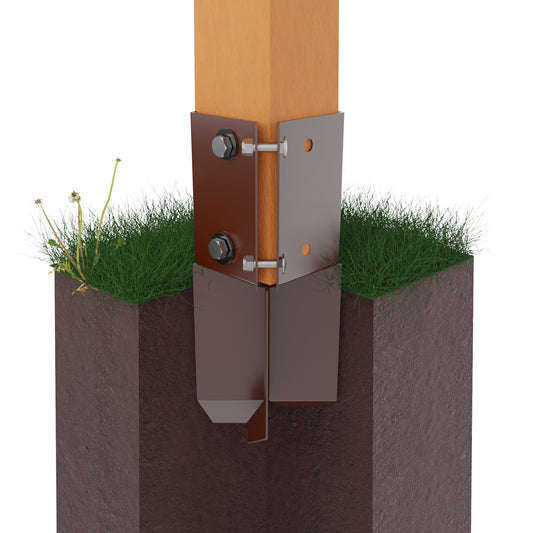 Soporte de Poste de Concreto con Abrazadera Rápida 75x75mm Revestido en Polvo
