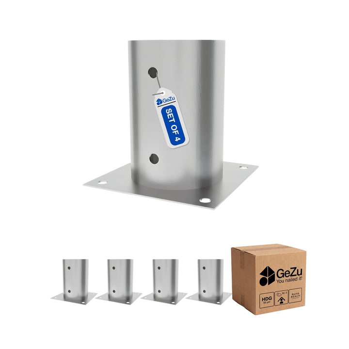 Round bolt down post support base, post shoe, multipack