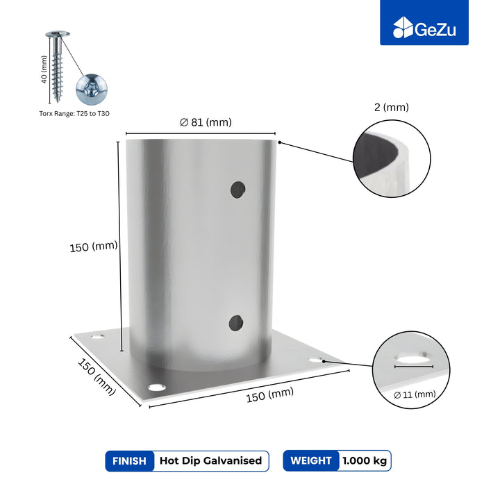 Round Bolt Down Post Support Base | Post Shoe