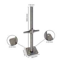 Adj Base Jack 38x500mm with wing screw
