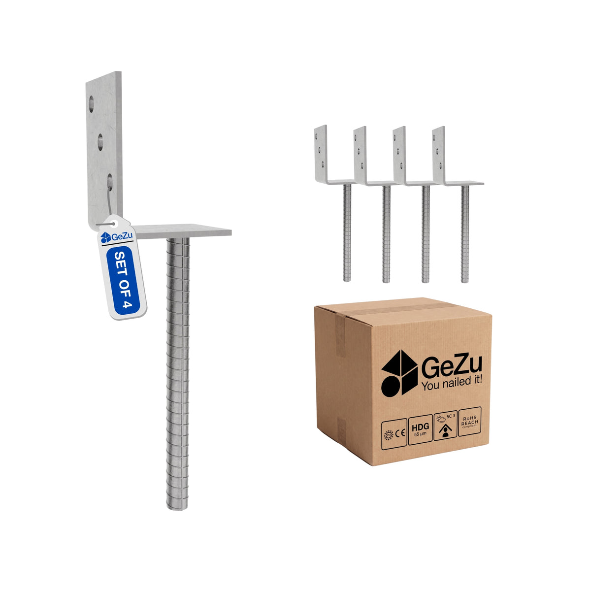 Concrete in L shaped post holder support, multipack