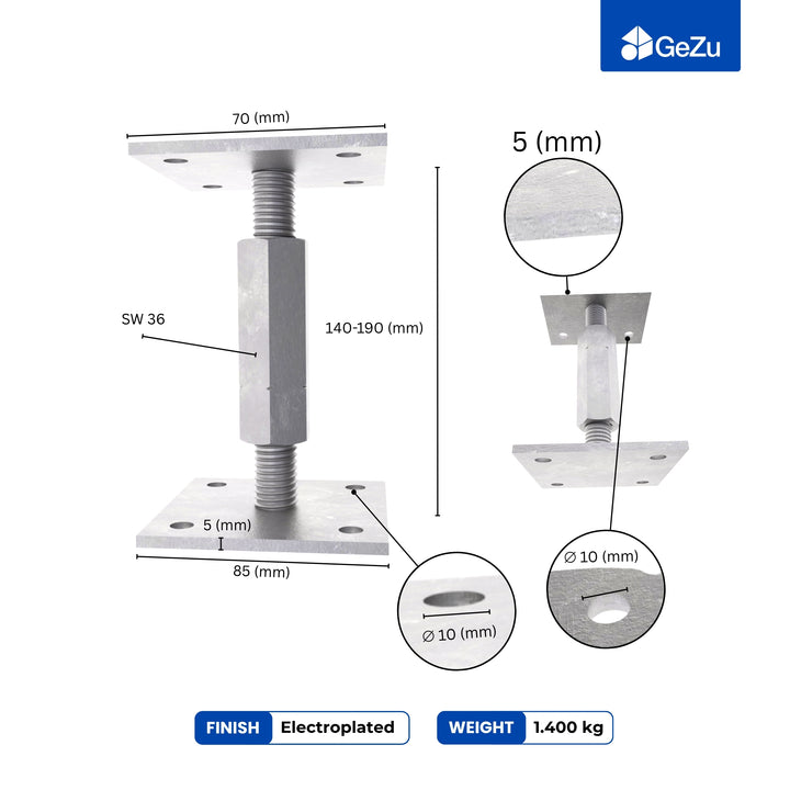 Bolt Down Elevated Adjustable Post Base