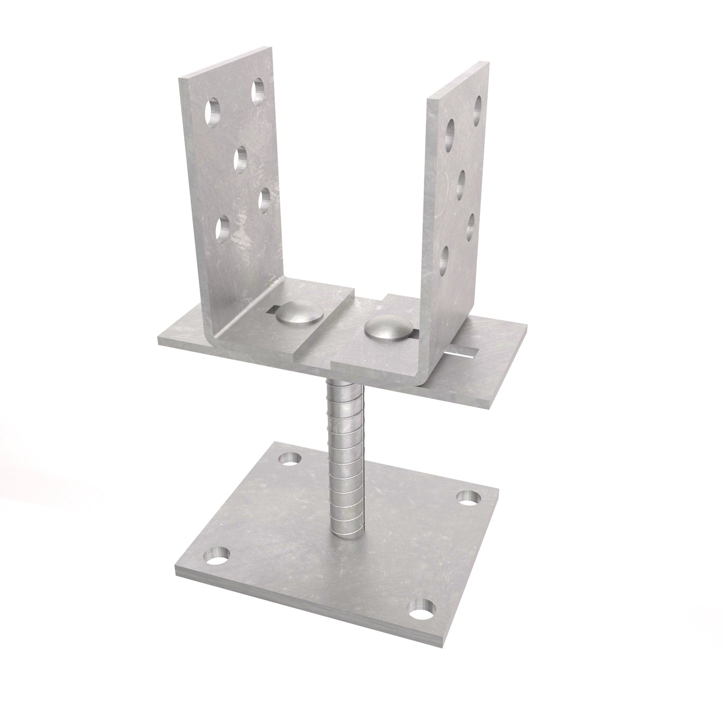 Adjustable Width U Post Support with Plate 100x100mm Electroplated Zinc Coated