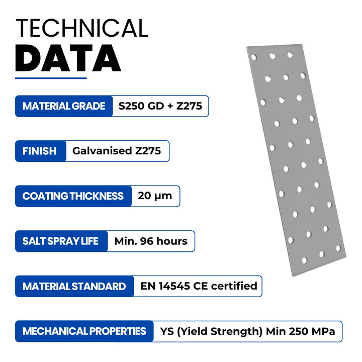 Perforated wood connector plate