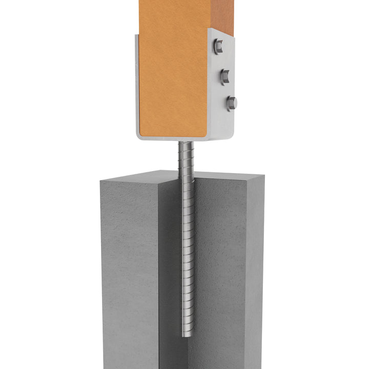 Wooden post attached to U shape fence post holder.