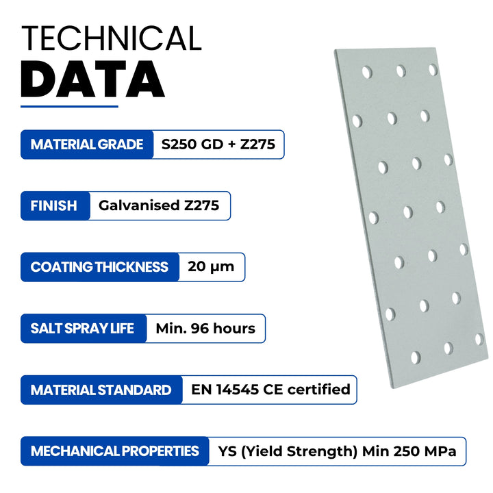 Perforated wood connector plate