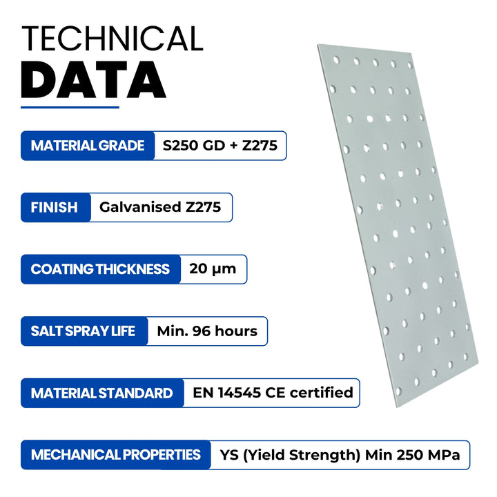 Perforated wood connector plate