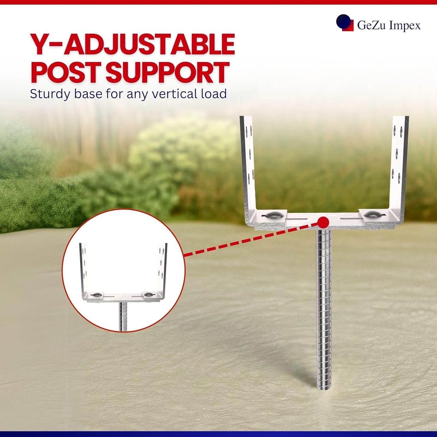 Adjustable Width U Post Support with TMT Rod