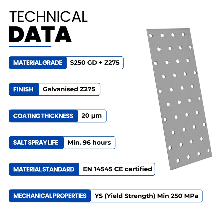 Perforated wood connector plate