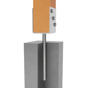 Wooden post attached to U shape fence post holder.