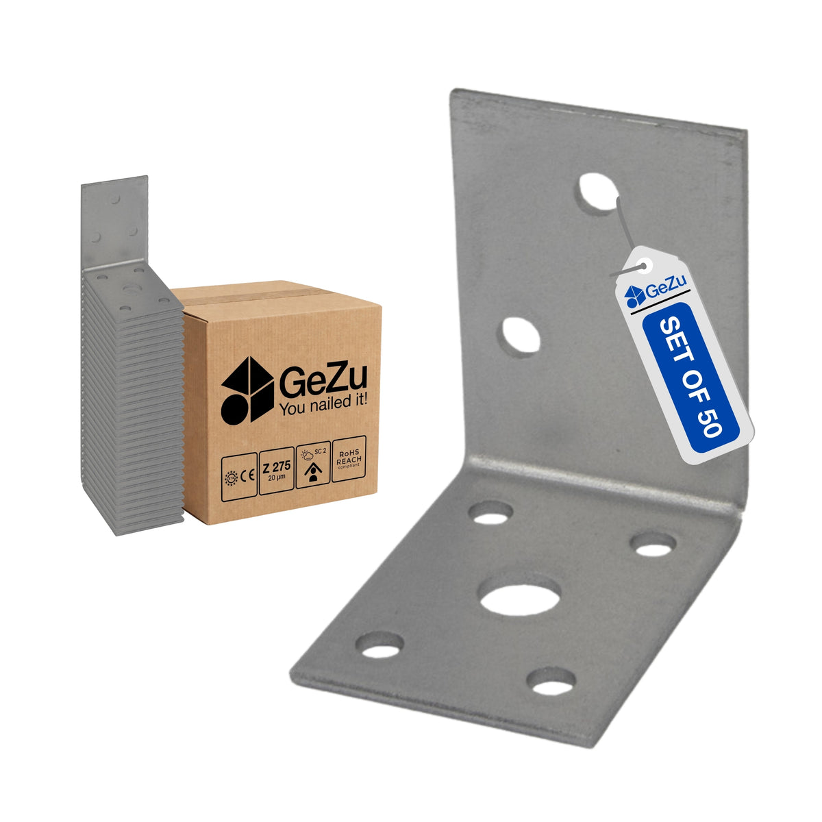 Perforated angle bracket - 50 x 50 x 35 x 2 mm - Gezu Impex