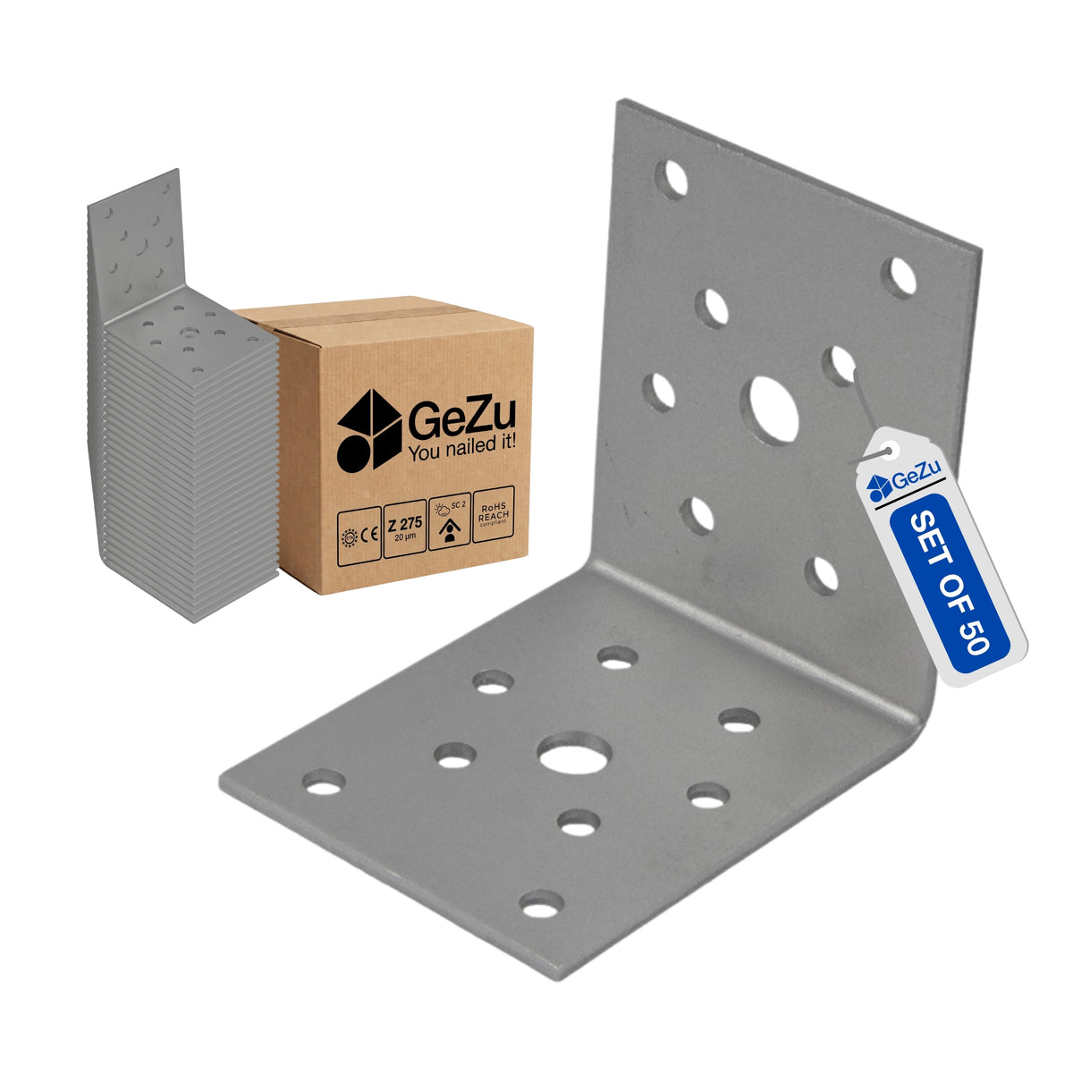 Perforated angle bracket - 70 x 70 x 55 x 2.5 mm - Gezu Impex