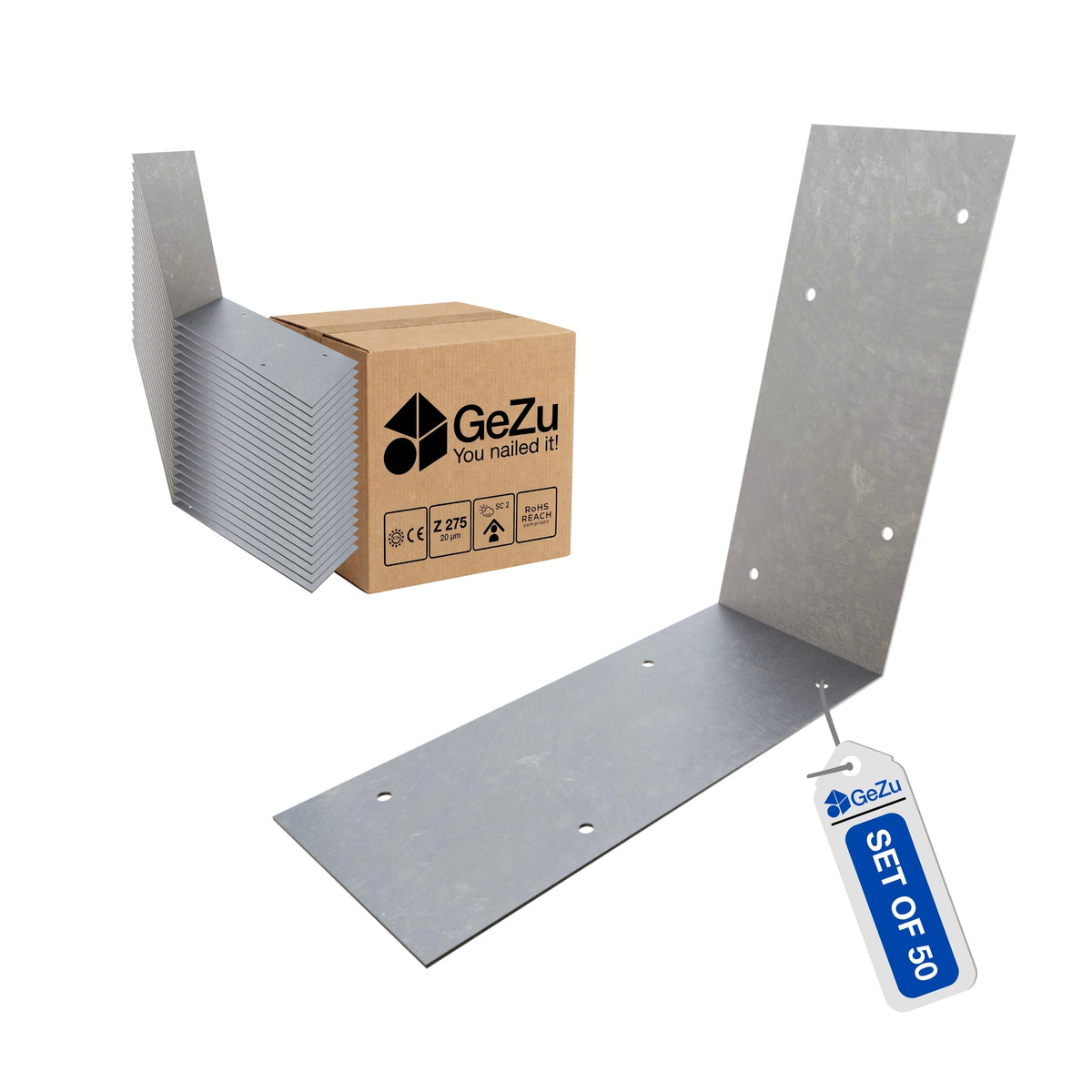Knee rail birds-mouth post strap - 250 mm - Gezu Impex