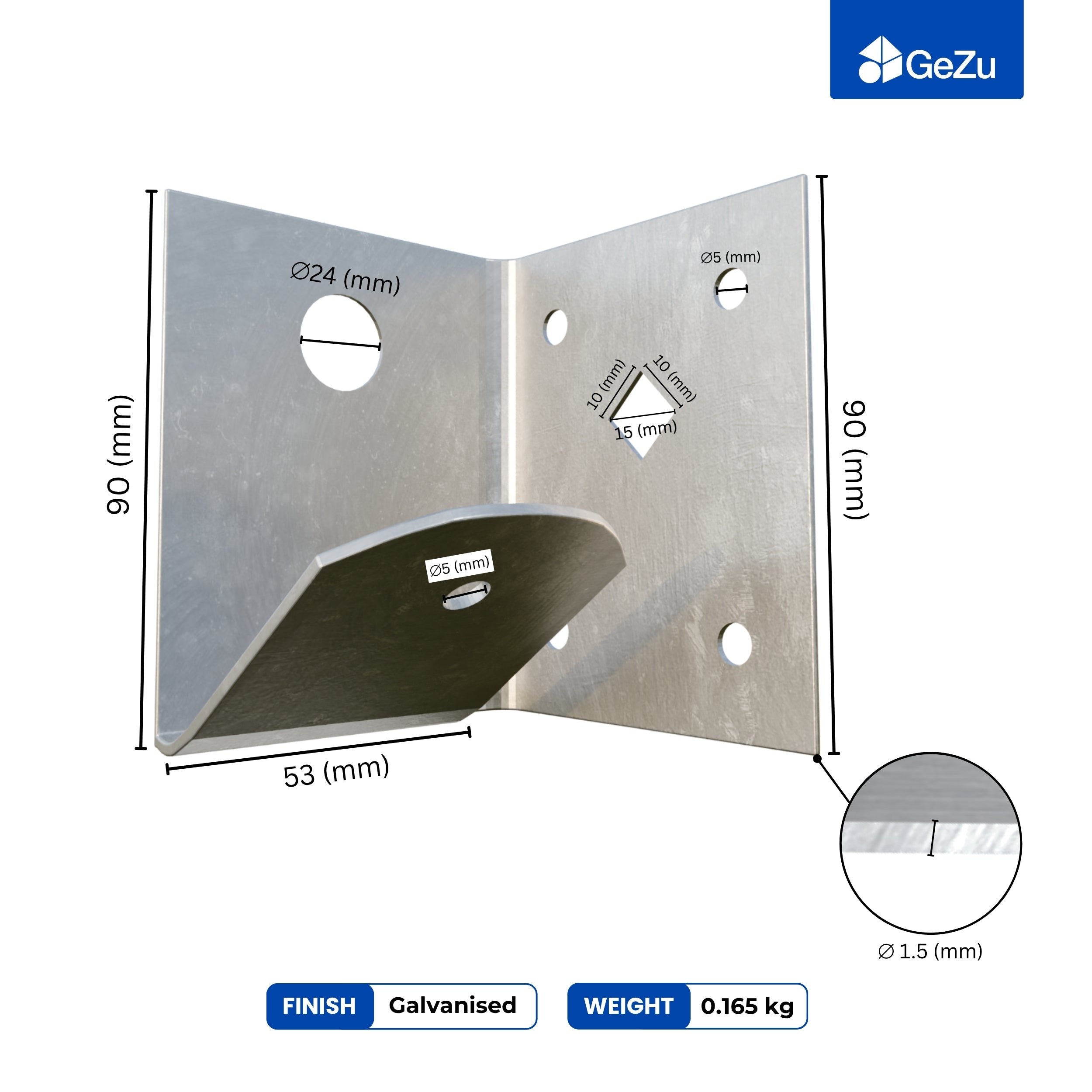Hoekbeugel 60x1,5mm, gegalvaniseerd (VK)