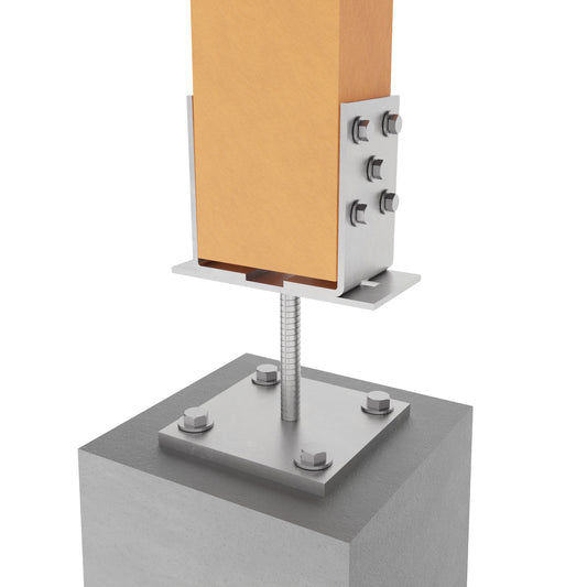 Soporte de Poste en U de Ancho Ajustable con Placa 100x100mm Galvanizado Electrolítico
