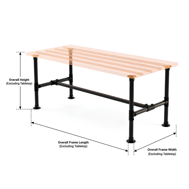 Kit de cadre de table – 42 cm, noir avec longue bride en T