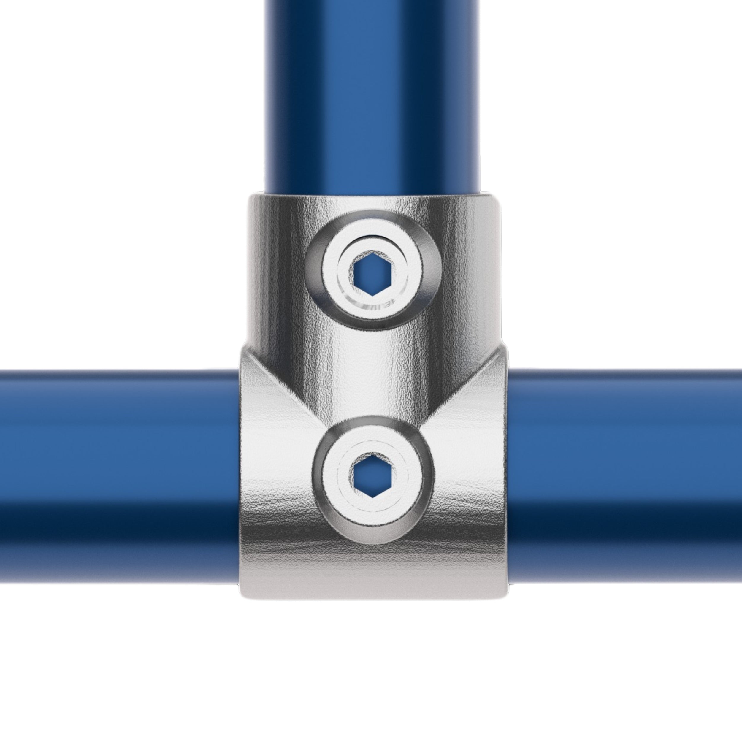 Short tee tube clamp connecting two tubes.