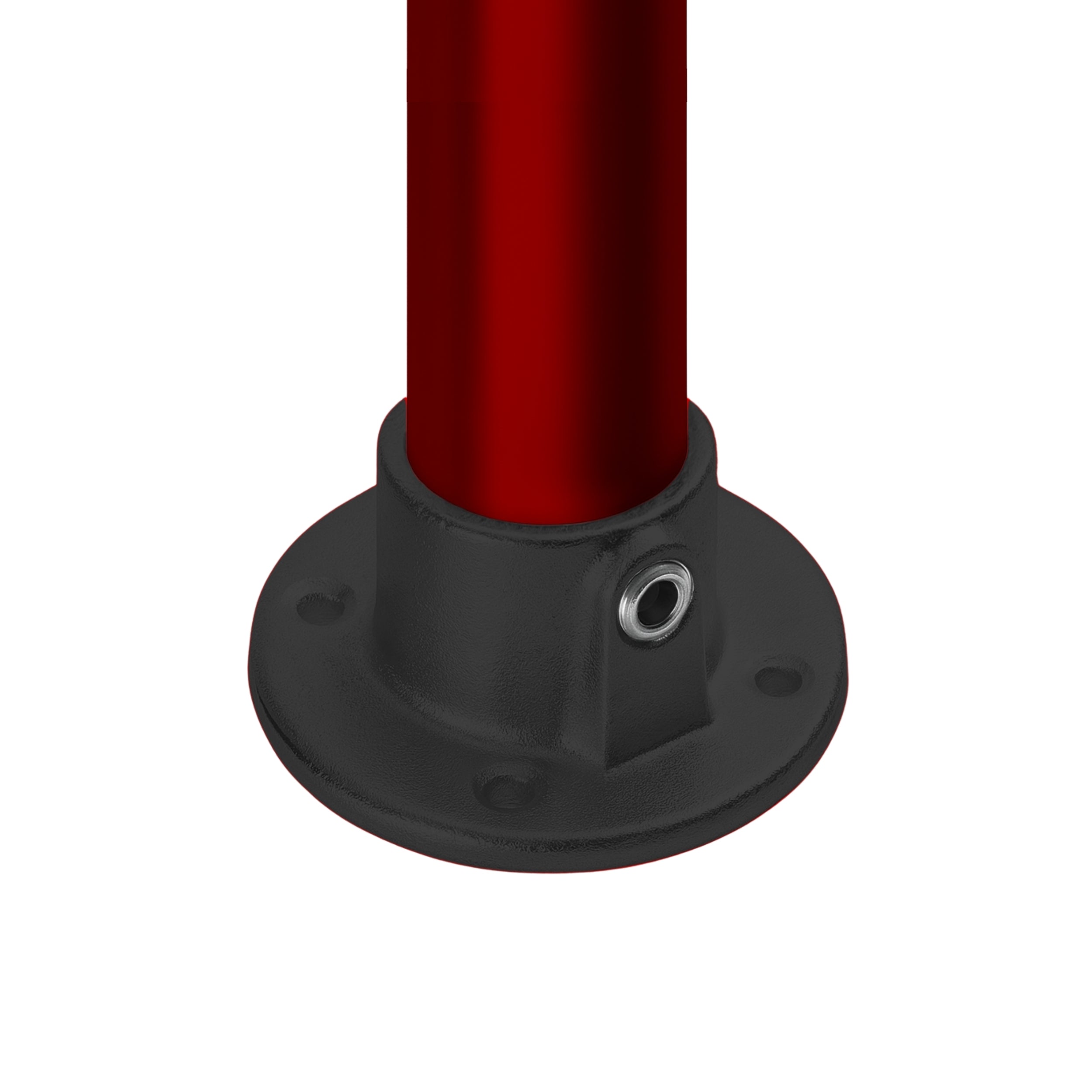 Tube connected to base flange tube clamp.