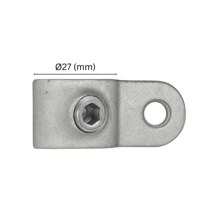 Single male swivel clamp 27 mm with labeled dimension.