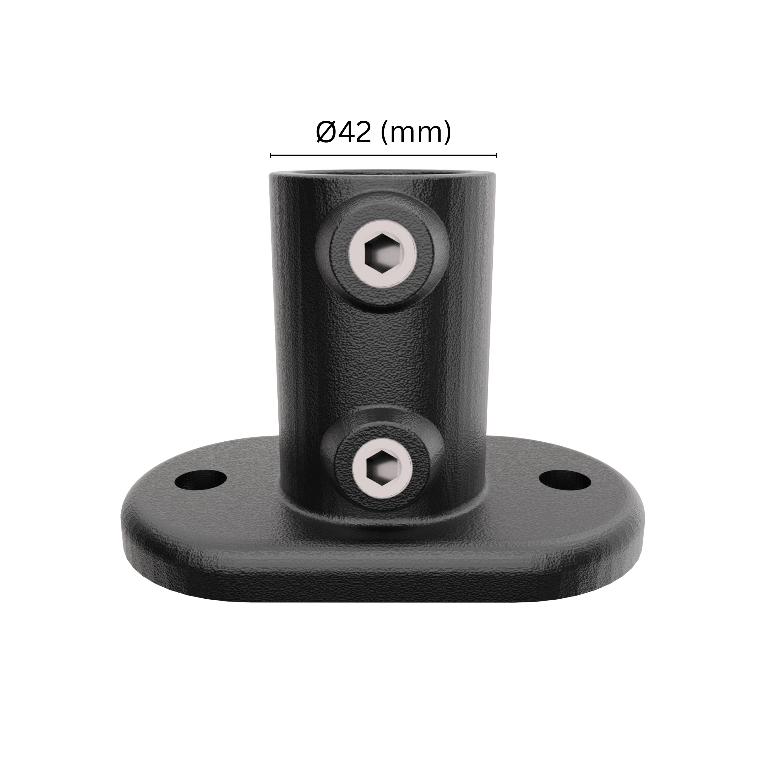 Base flange tube clamp 42 mm black.