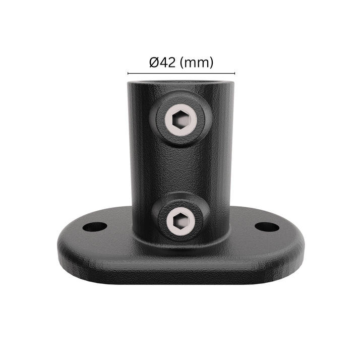 Base flange tube clamp 42 mm black.