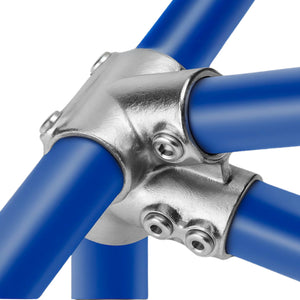 Four tubes connected to an eaves tube clamp, positioned at different angles.