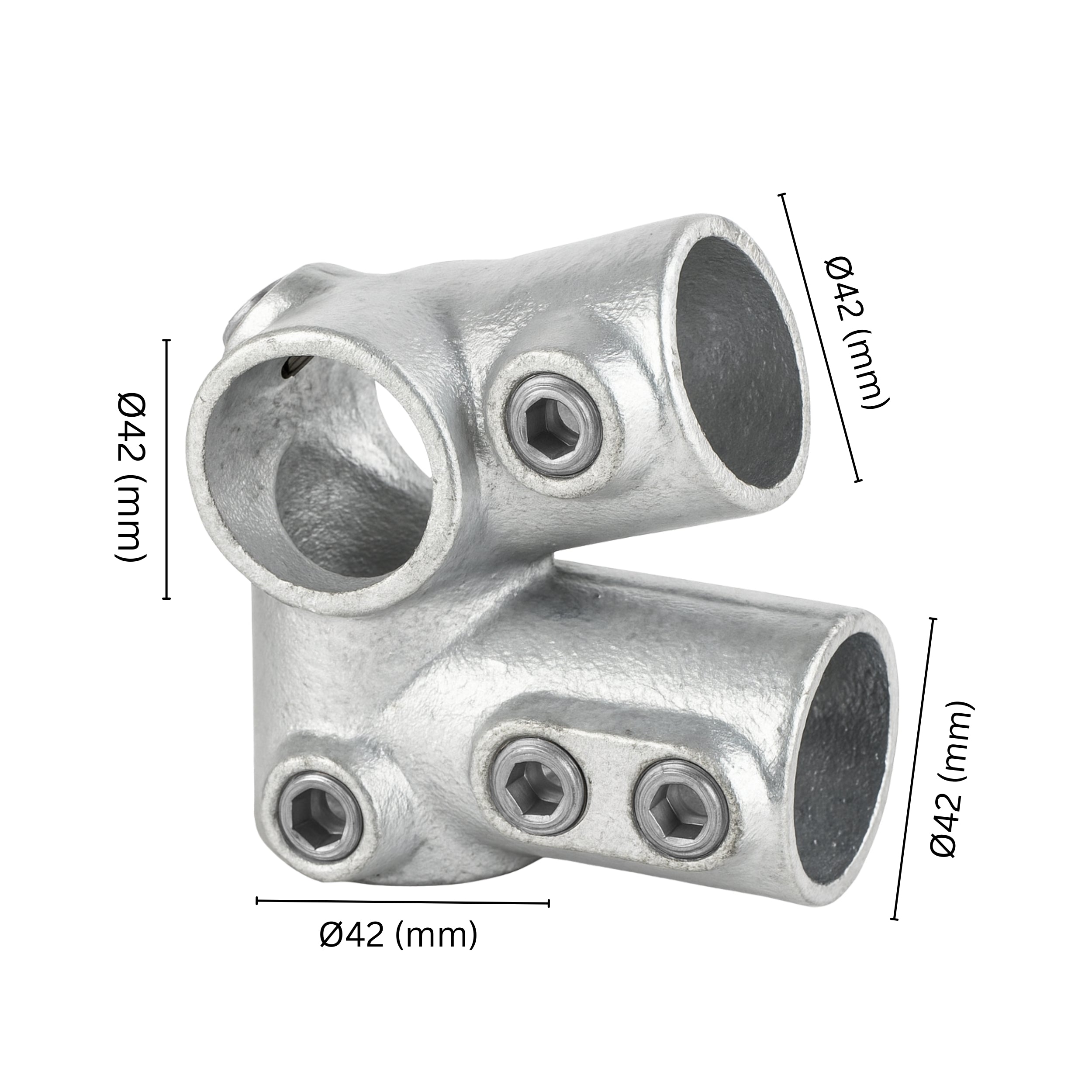 Eaves Key Clamp Fitting 42 mm with labeled dimension.