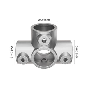 3-way outlet tee tube clamp fitting 42 mm with labeled dimension.