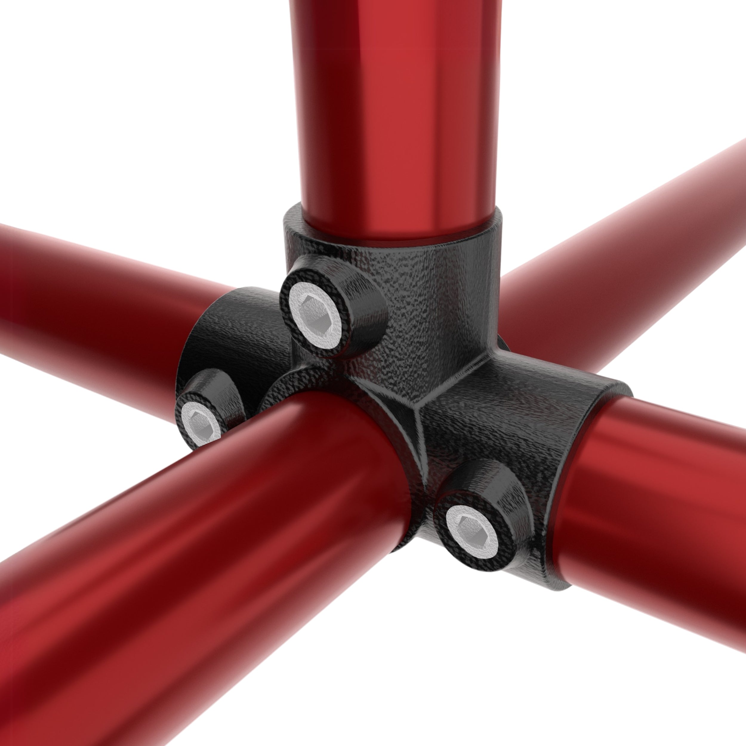 3-way side outlet tee tube clamp fitting joining three tubes at right angles.