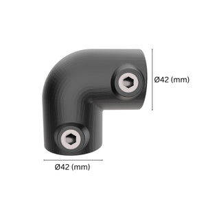 Elbow pipe clamp 42 mm with labeled dimensions.
