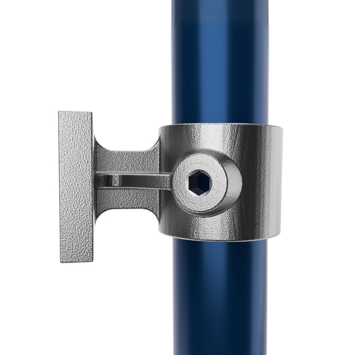 Handrail tube attached to wall mount tube clamp bracket.