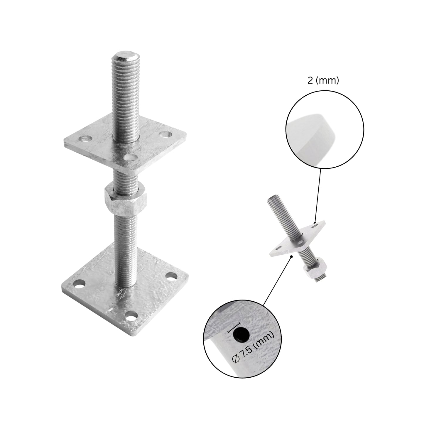 Bolt down height adjustable post support