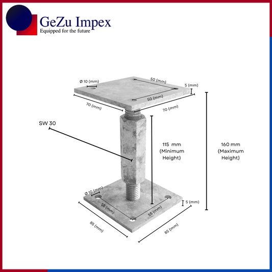 Adjustable post support with long nut
