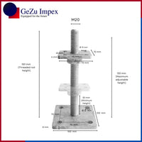 M20, Height upto 150 mm, 70 x 70 mm / Zinc Flake