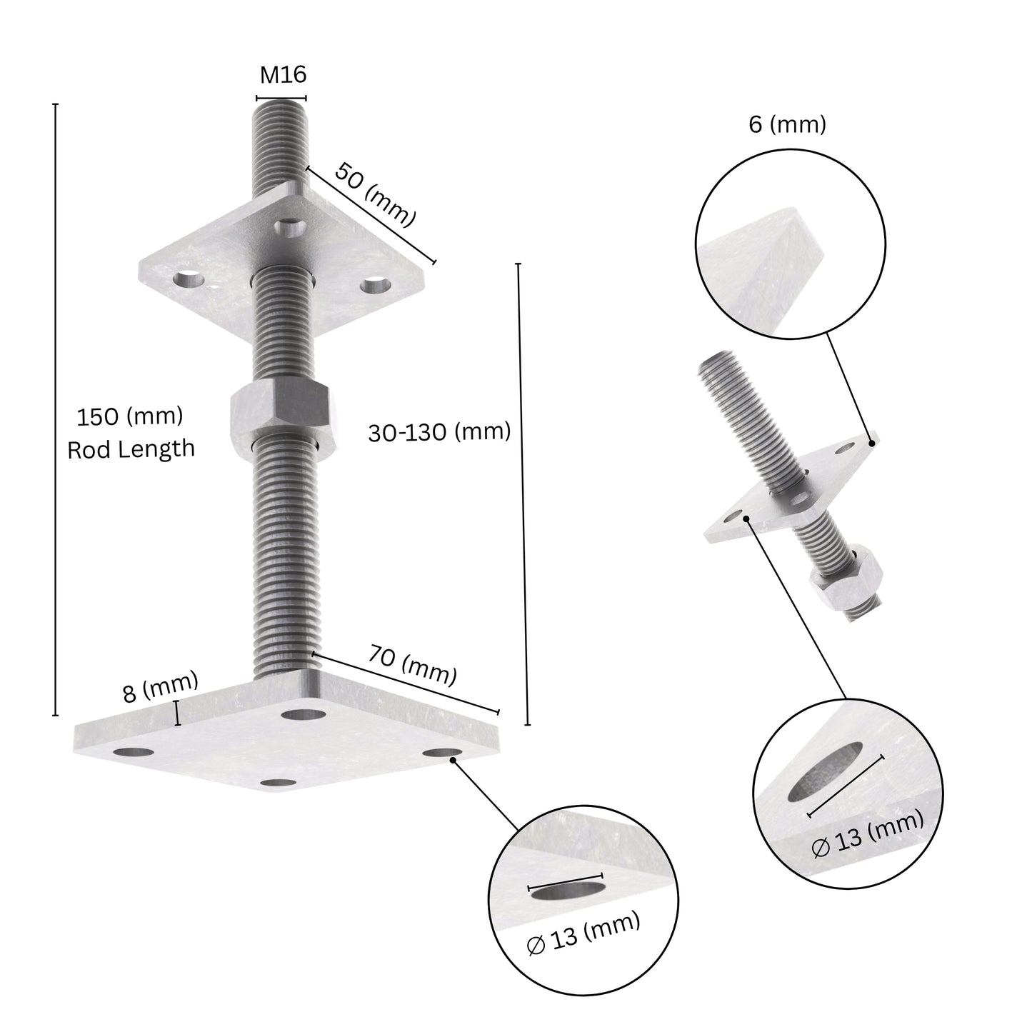 Bolt down height adjustable post support