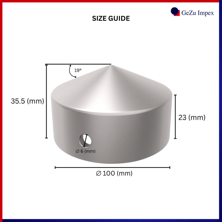Fence post cap with labeled dimensions.