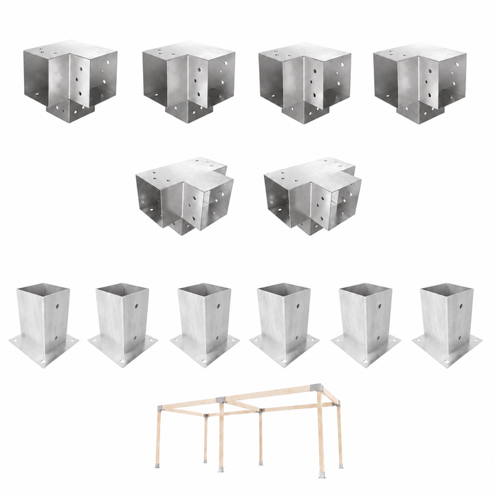 DIY Pergola Kit 121 × 121 mm – Heavy-Duty Hardware for Timber Pergolas
