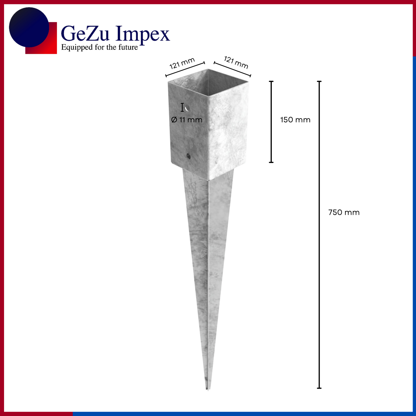 121 x 121 x 750 mm / Hot Dip Galvanised