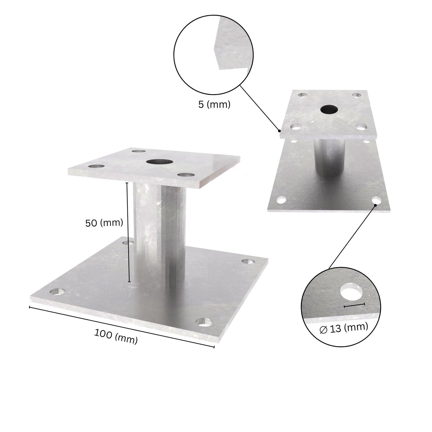 Pies de soporte de poste ajustables