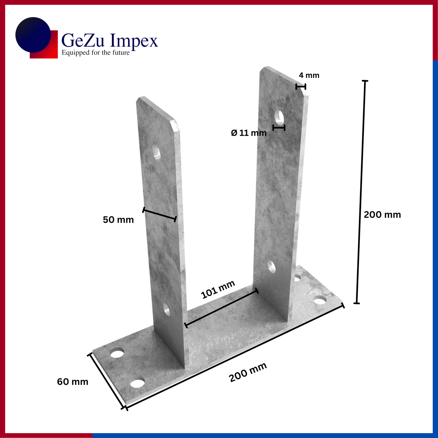 101 x 200 x 50 x 60 x 4 mm / Hot Dip Galvanised