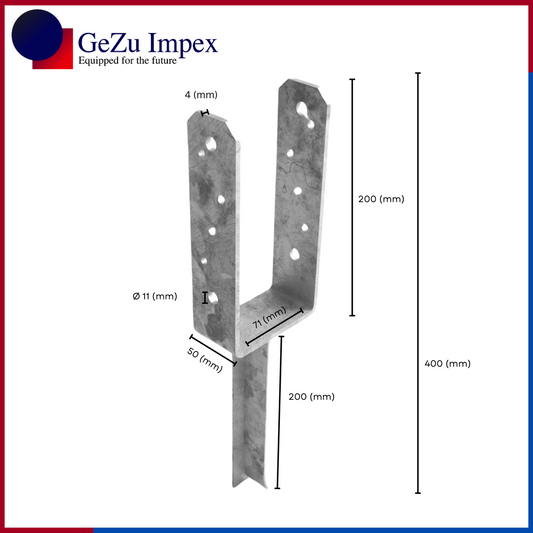Support de poteau en U avec broche en T