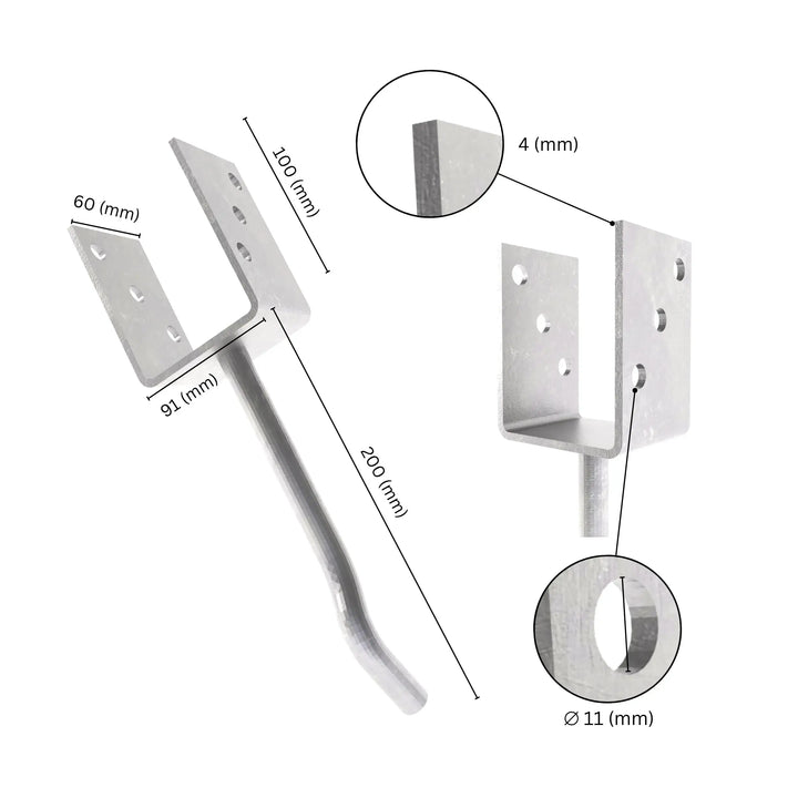 Support de poteau en U 